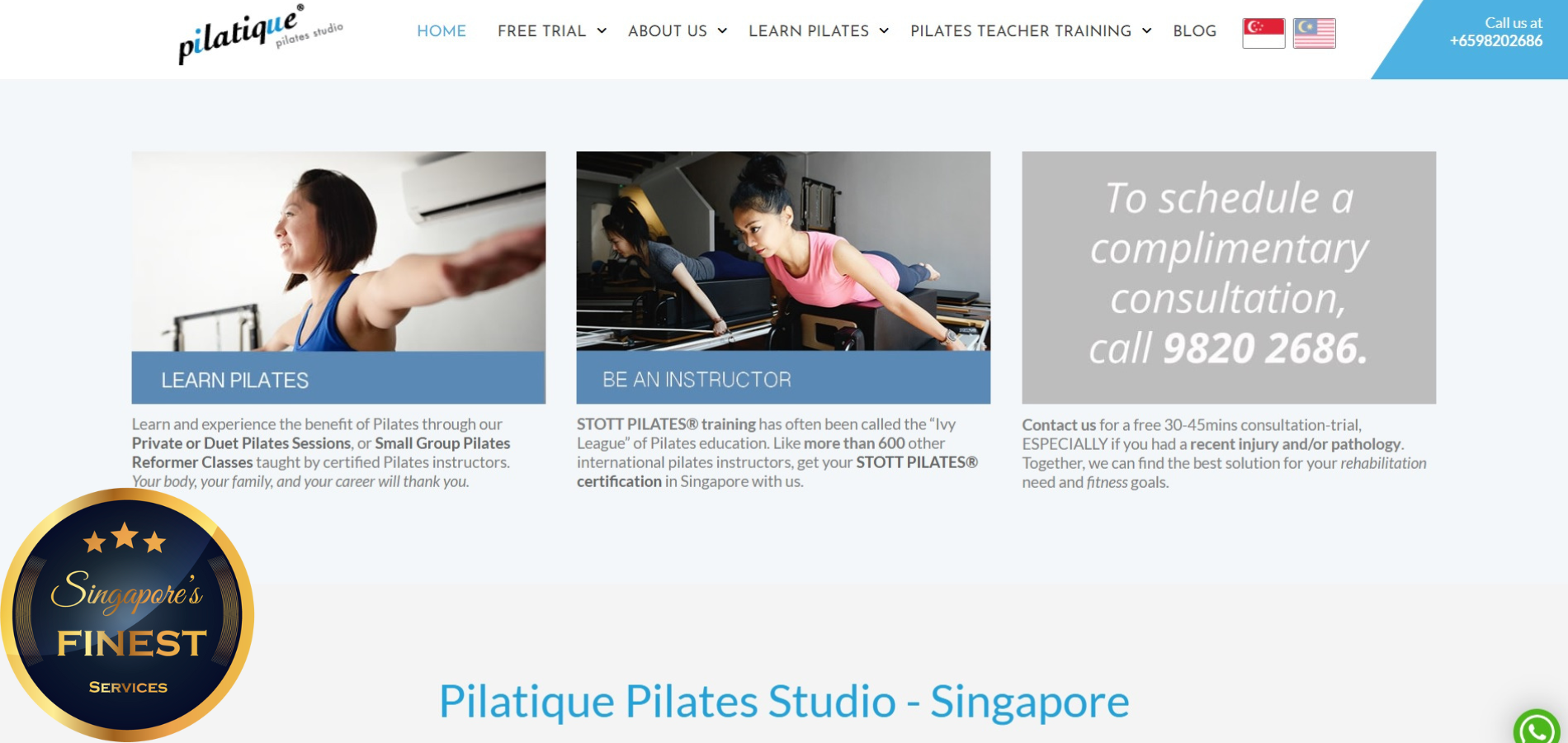 The Finest Pilates Studios in Singapore
