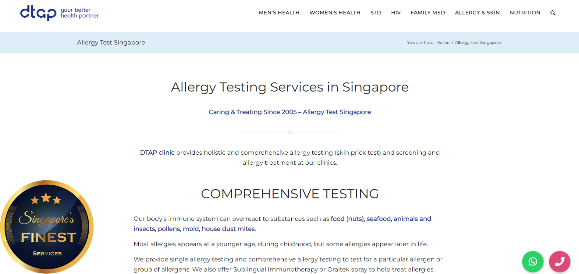 The Finest Clinics for Allergy Test in Singapore