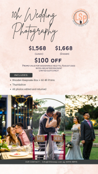 $100 off Actual Day Wedding Photography