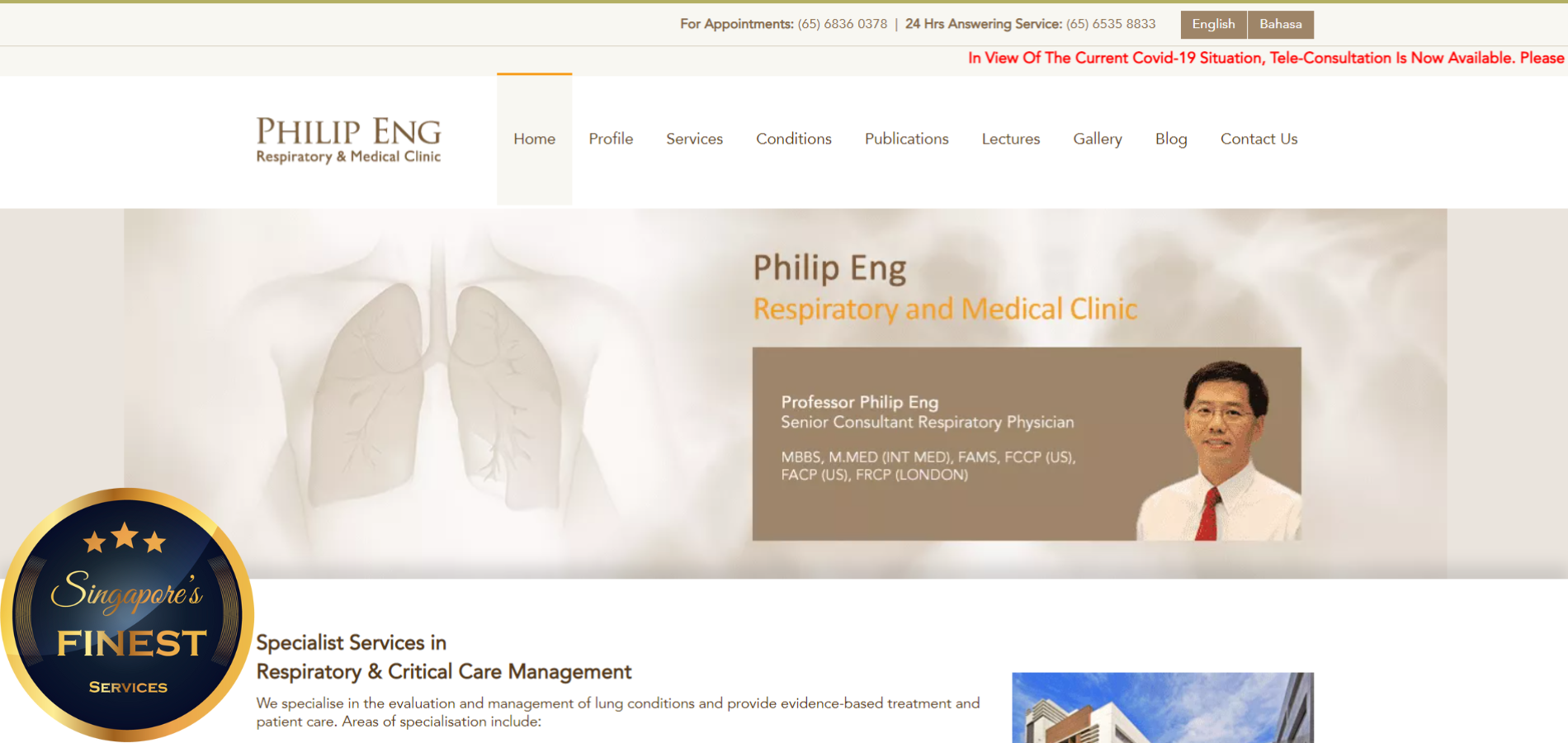 The Finest Respiratory Specialist in Singapore