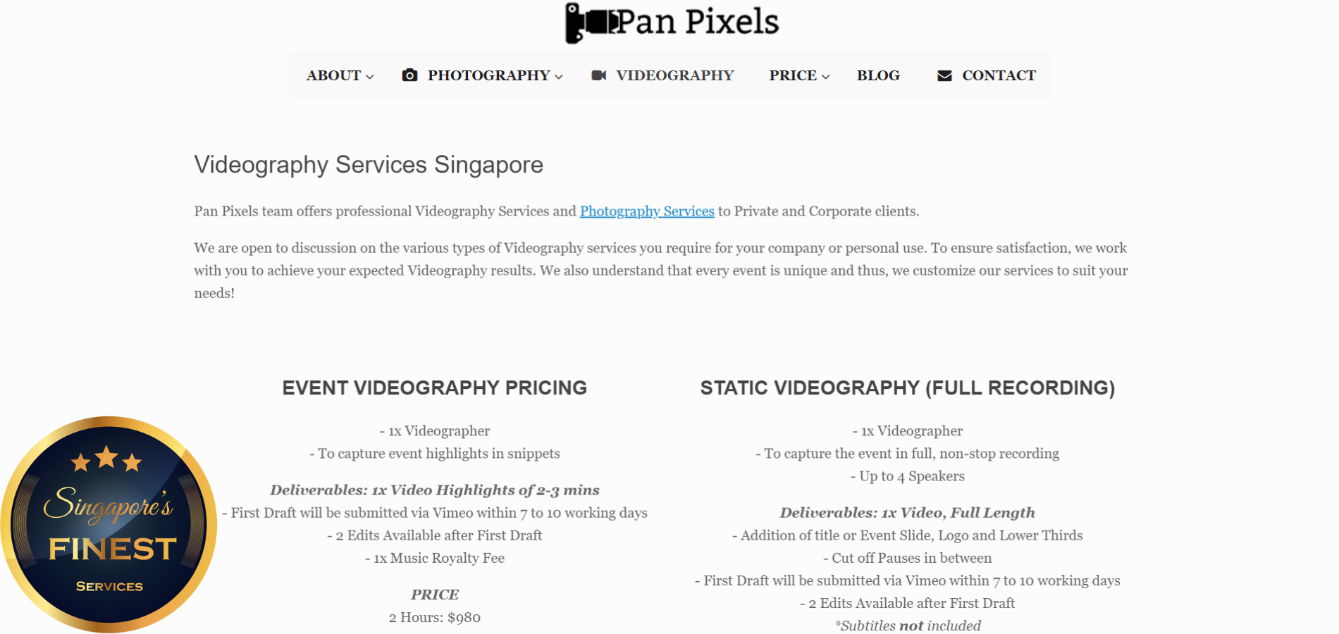 The Finest Videographers in Singapore