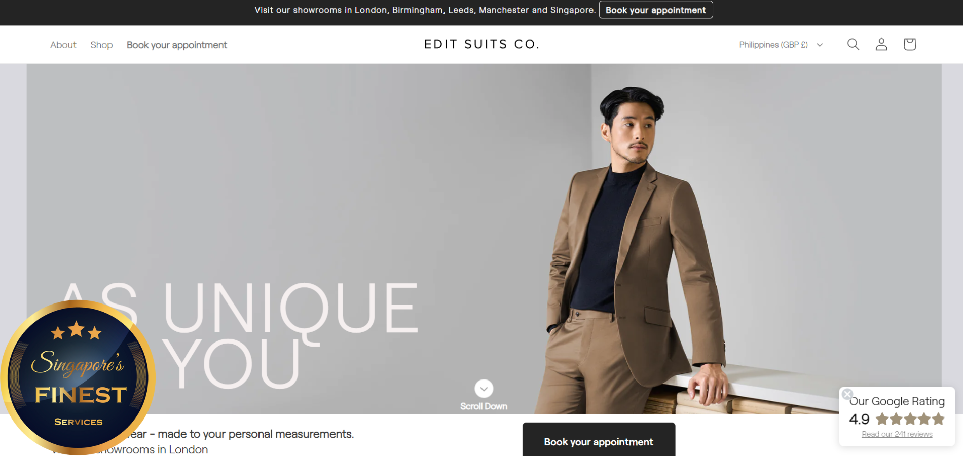 The Finest Men's Suits in Singapore