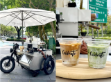 Artisan coffee is being sold from a motorbike sidecar by a former cafe barista